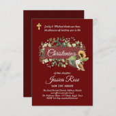 Chouette des bois Christening Invitations Baptême (Devant / Derrière)