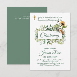 Chouette des bois Christening Invitations Baptême