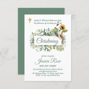 Chouette des bois Christening Invitations Baptême