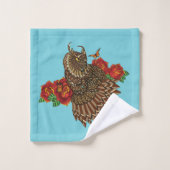 Chouette des roses rouges Brown (Gant de toilette)