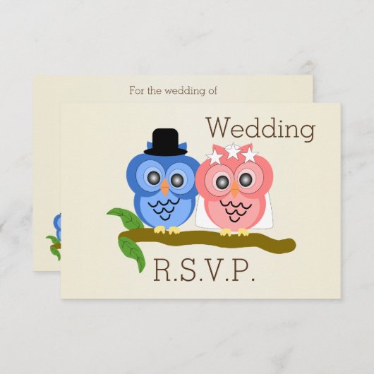 Chouette Design Champagne Mariage coloré RSVP (Devant / Derrière)