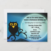 Chouette d'Halloween Baby 1er Invitation d'anniver (Dos)