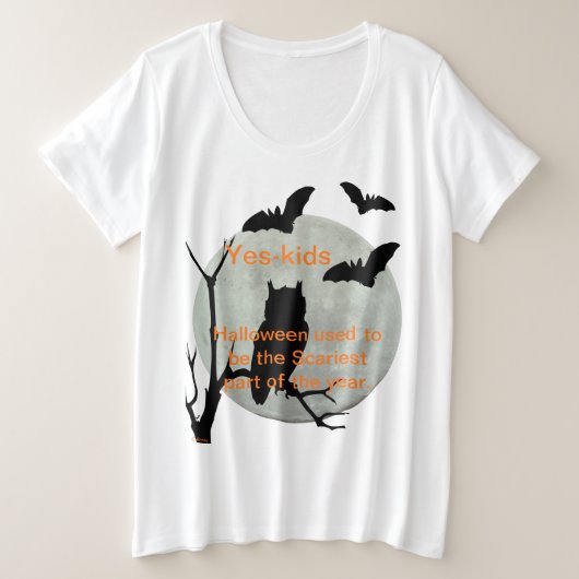 Chouette d'Halloween blanche et chauves-souris (Design devant)