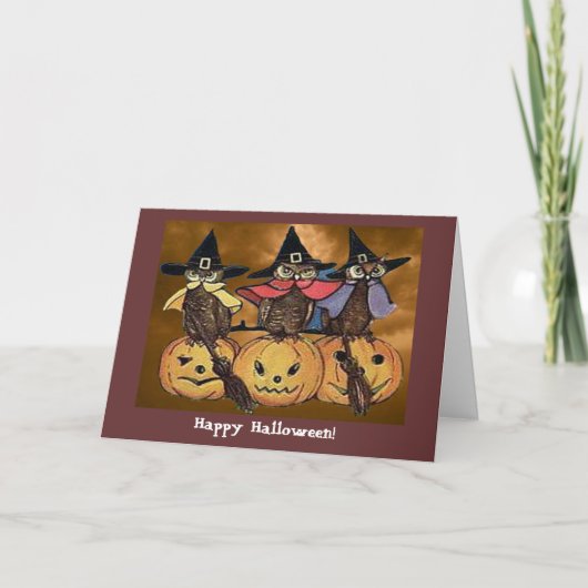 Chouette d'Halloween vintage et carte Jack o' Lant (Devant)