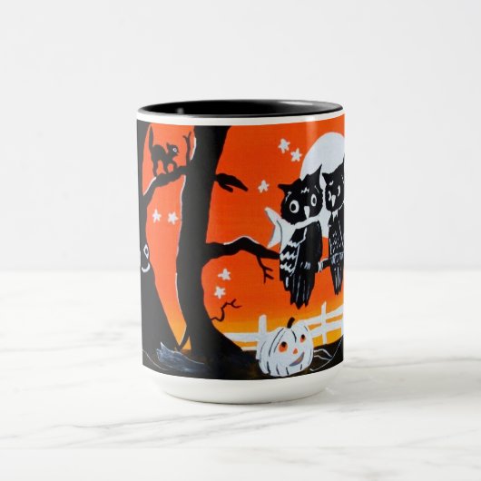 Chouette d'Halloween vintage Mug (Centre)