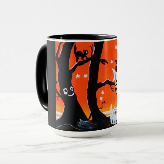 Chouette d'Halloween vintage Mug (Devant gauche)