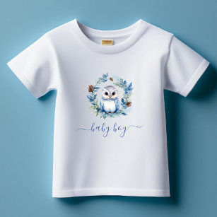 Chouette d'hiver Aquarelle Garçon T-shirt bébé