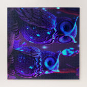 Chouette d'Imaginaire en Puzzle bleu clair (Horizontal)