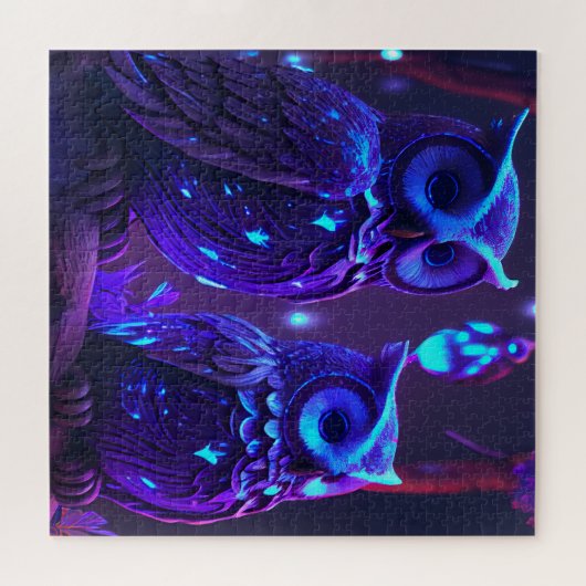 Chouette d'Imaginaire en Puzzle bleu clair (Horizontal)