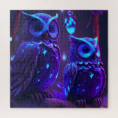 Chouette d'Imaginaire en Puzzle bleu clair (Vertical)