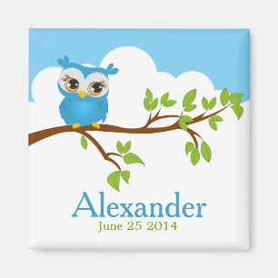 Chouette douce Baby shower garçon Magnet