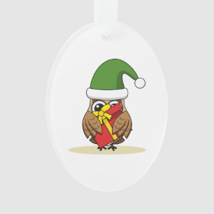 Chouette elfe de Noël avec présent