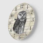 Chouette en bois rustique Grande horloge (Angle)