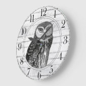 Chouette en bois rustique Grande horloge (Angle)