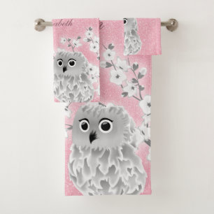 Chouette en fleurs de cerisier Parties scintillant