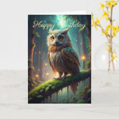 Chouette en forêt carte d'anniversaire (Fleur jaune)