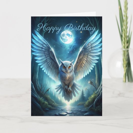 Chouette en forêt carte d'anniversaire (Devant)