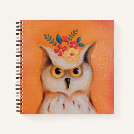 Chouette et fleurs Carnet à couverture rigide (Devant)