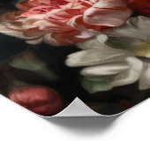 Chouette et fleurs en cottage foncé Poster d'impre (Coin)