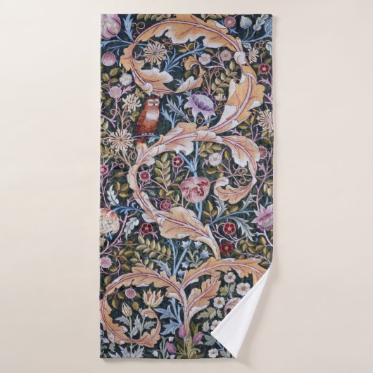 Chouette et fleurs, William Morris (Serviette de bain)