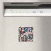 Chouette et fleurs, William Morris Magnet (In Situ (Lave-vaisselle))