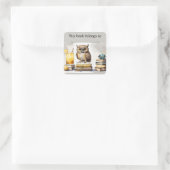 Chouette et livres modifiables Sticker plaque d'im (Sac)