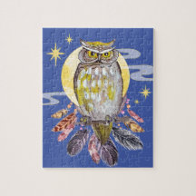 Chouette et Lune Spirit Animal Jigsaw Puzzle