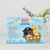 Chouette et pirate Boy Baby shower Invitation (Debout devant)