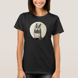 Chouette européenne au clair de lune T-shirt noir