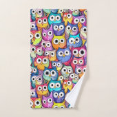 Chouette face mignonette motif d'oiseaux de bois b (Serviette à main)