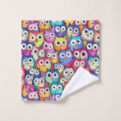 Chouette face mignonette motif d'oiseaux de bois b (Gant de toilette)