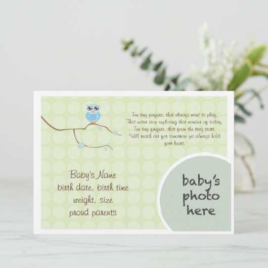 Chouette Faire-part (Debout devant)