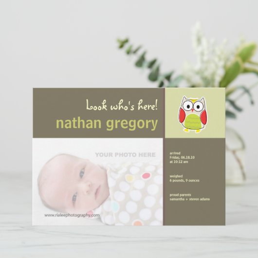 Chouette Faire-part de naissance (Debout devant)