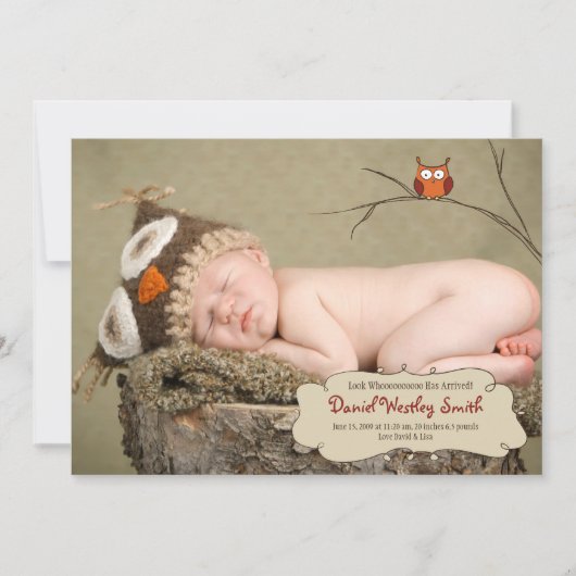 Chouette Faire-part de naissance (Devant)