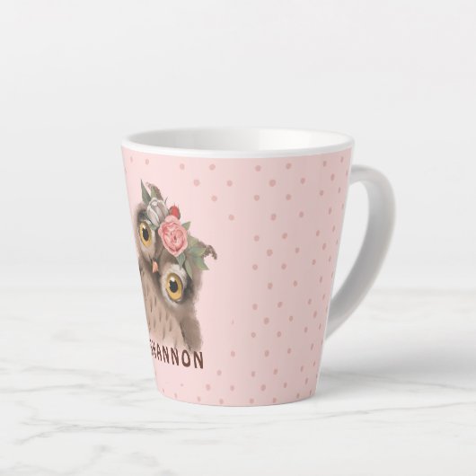 Chouette florale Latte Mug (Angle droit)