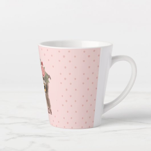 Chouette florale Latte Mug (Droite)