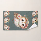 Chouette florale mignonne avec un nœud (Serviette à main)