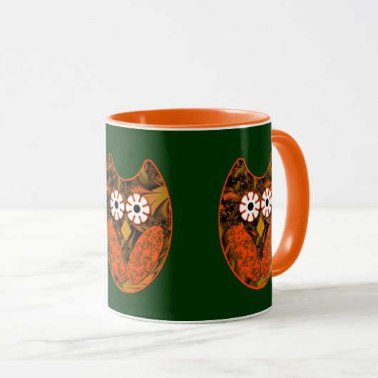 Chouette fractée orange Mug (Devant droit)