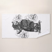 Chouette grise Orchidées blanches (Serviette de bain)