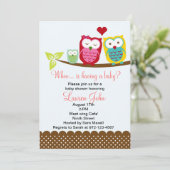 chouette invitation bébé douche garçon baby shower (Debout devant)