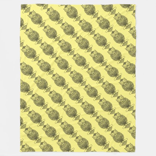 Chouette (jaune) - Couverture en polaire (Devant)