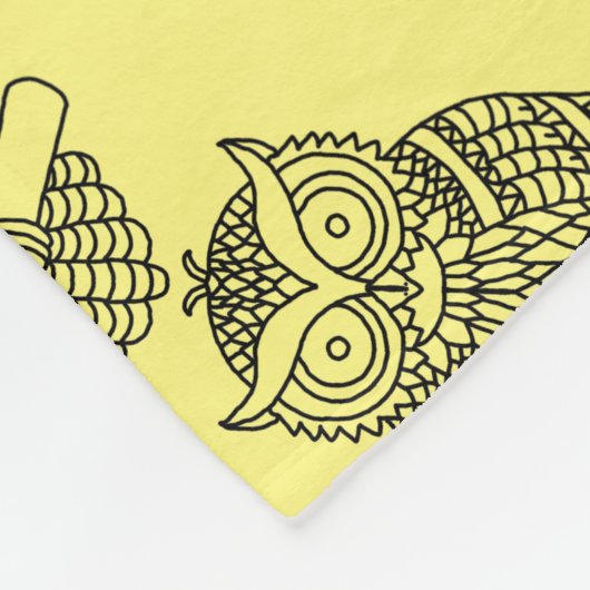 Chouette (jaune) - Couverture en polaire (Coin)