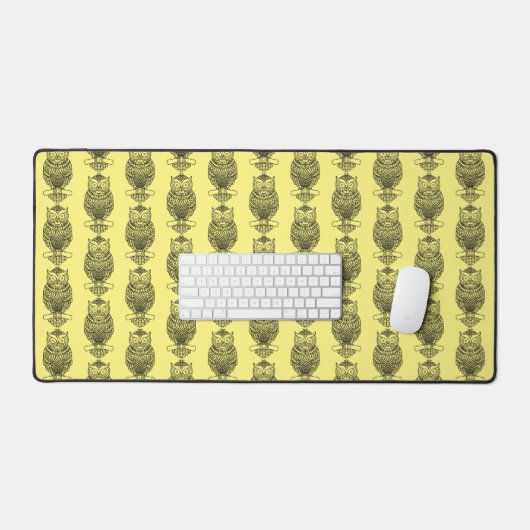 Chouette (jaune) - Mat de bureau (Clavier et souris)