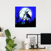 Chouette Lune De Nuit Sur Une Affiche De Branche (Bureau à domicile)