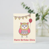 Chouette Mignonne - Carte de Post-anniversaire Col (Debout devant)