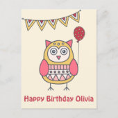 Chouette Mignonne - Carte de Post-anniversaire Col (Devant)