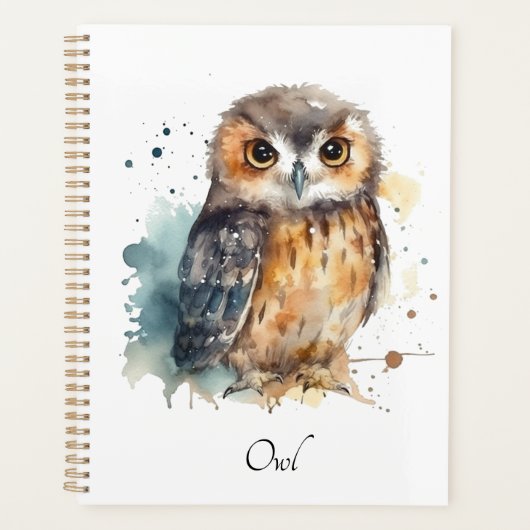 Chouette mignonne en aquarelle (Devant)