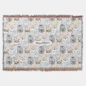 Chouette Motif nom personnalisé jeter couverture (Devant)
