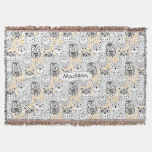 Chouette Motif nom personnalisé jeter couverture