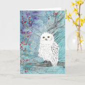 Chouette neige - carte blanche de vacances d'hiver (Fleur jaune)